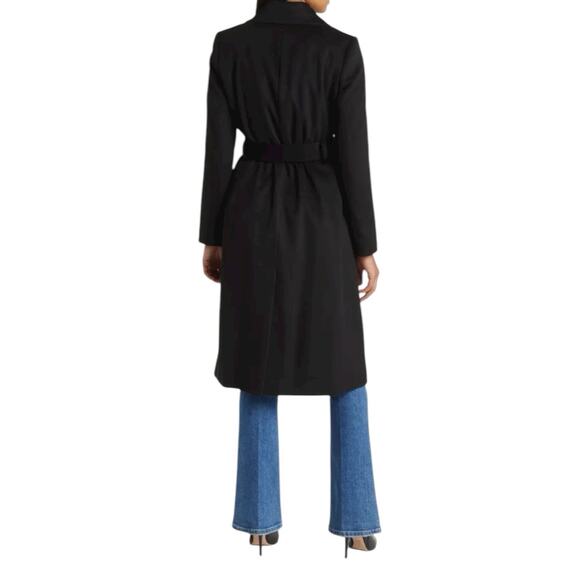 Sam Edelman Belted Navy Blue Wool Blend Long Coat Trench US 8 MSRP $240 NWOT - Picture 3 of 5